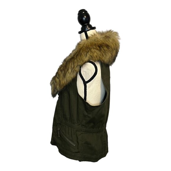 PETER NYGARD Women’s Green Bianca Vest Removable Faux Fur Collar Size 14 - Picture 3 of 7